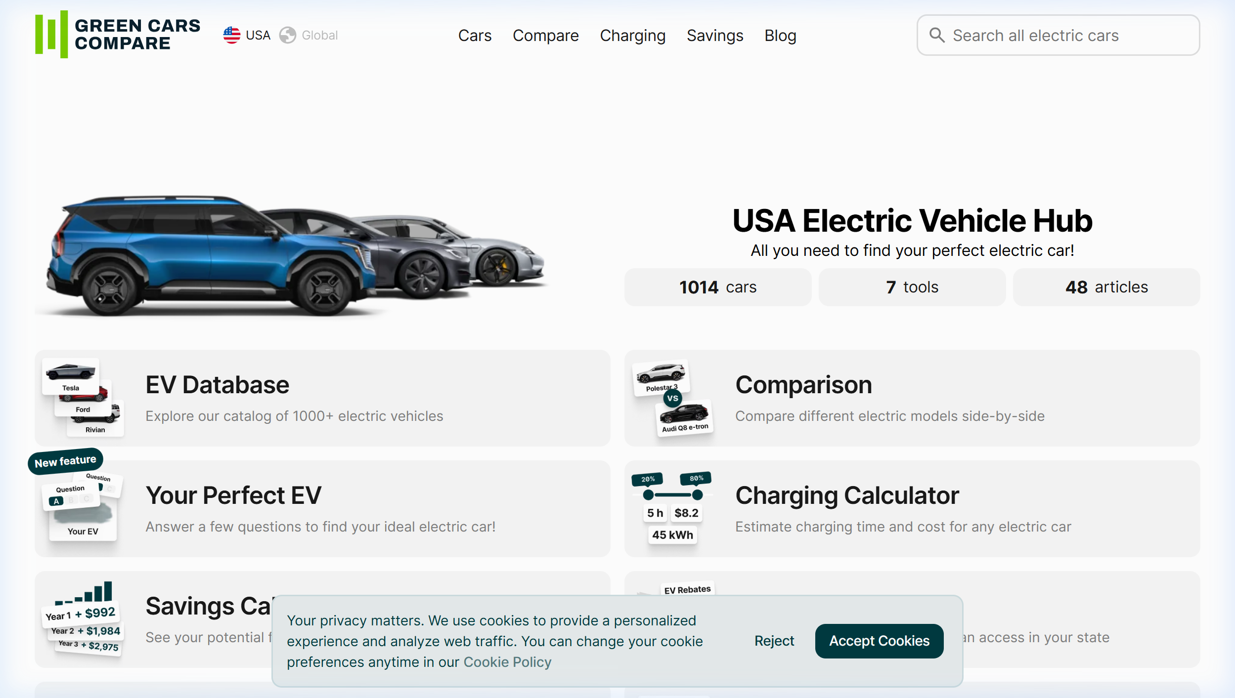 Green Cars Compare — агрегатор электрокаров для рынка США